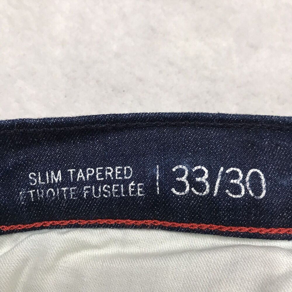 TOMMY HILFIGER Slim Taper Jean Men 33x30 Dark Wash Racing Stripe Honeycomb - Picture 16 of 16